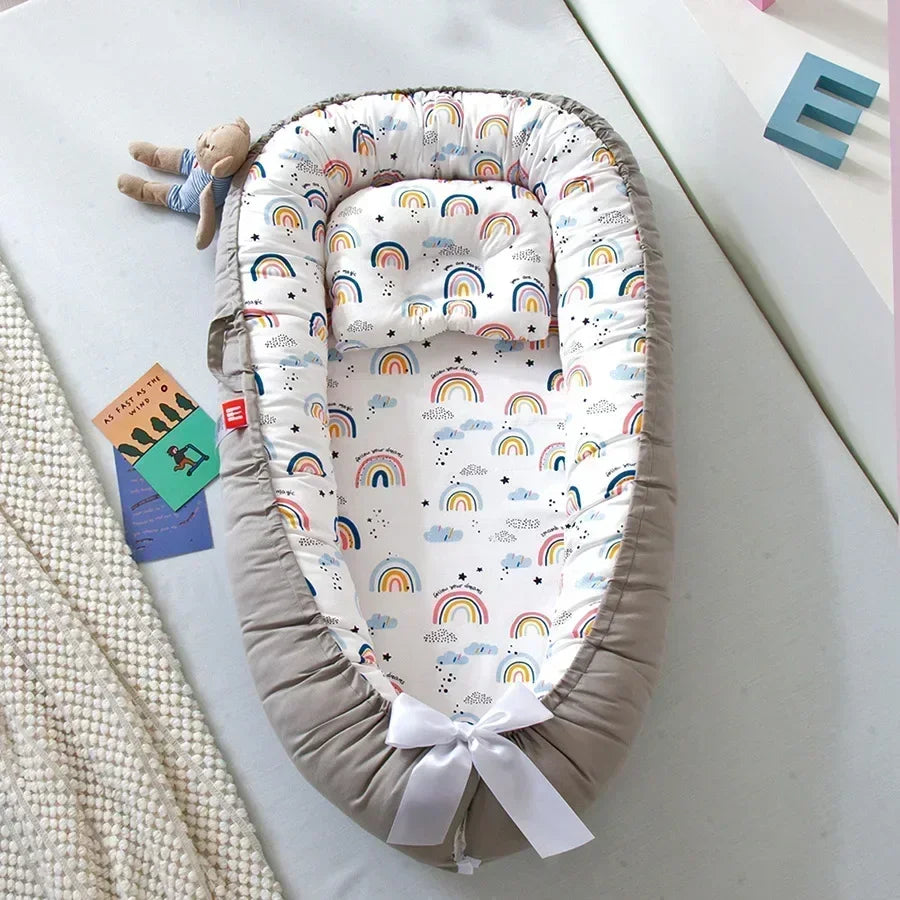 Lit de voyage pour bébé en bas âge, berceau en coton pour nouveau-né, berceau pare-chocs, nouveau lit nid de bébé 85x50cm avec oreiller, berceau Portable