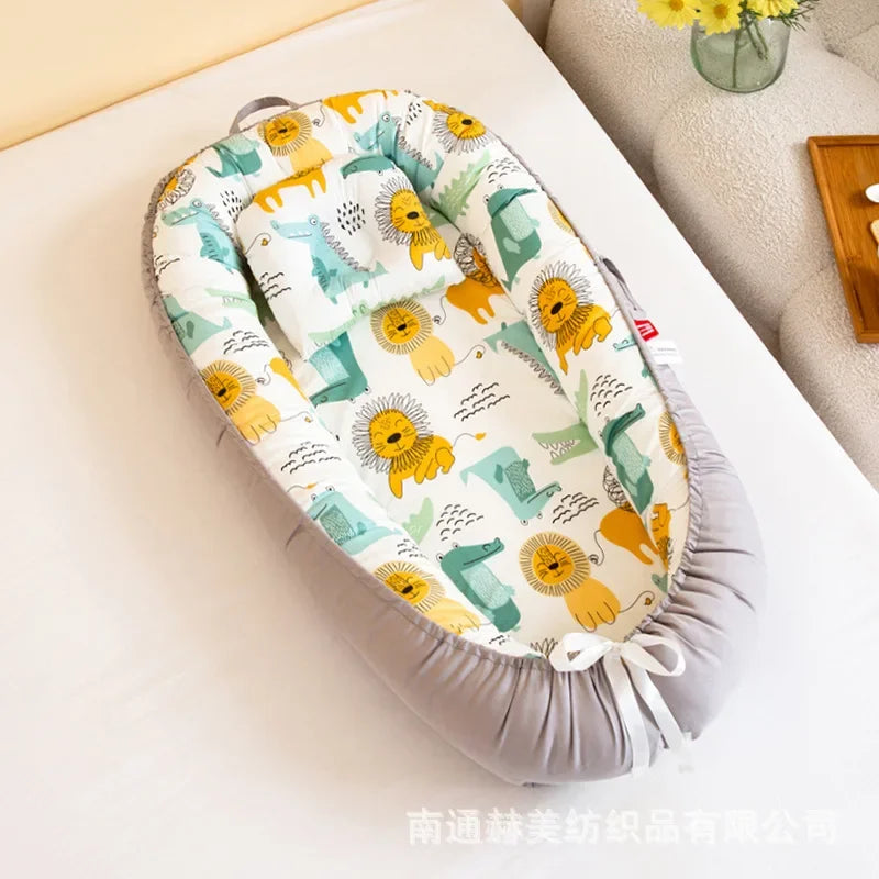 Lit de voyage pour bébé en bas âge, berceau en coton pour nouveau-né, berceau pare-chocs, nouveau lit nid de bébé 85x50cm avec oreiller, berceau Portable