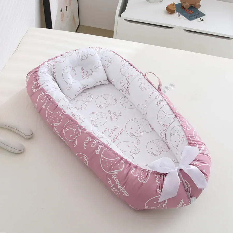 Lit de voyage pour bébé en bas âge, berceau en coton pour nouveau-né, berceau pare-chocs, nouveau lit nid de bébé 85x50cm avec oreiller, berceau Portable