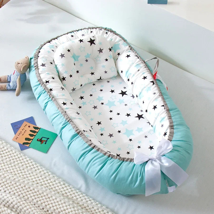 Lit de voyage pour bébé en bas âge, berceau en coton pour nouveau-né, berceau pare-chocs, nouveau lit nid de bébé 85x50cm avec oreiller, berceau Portable