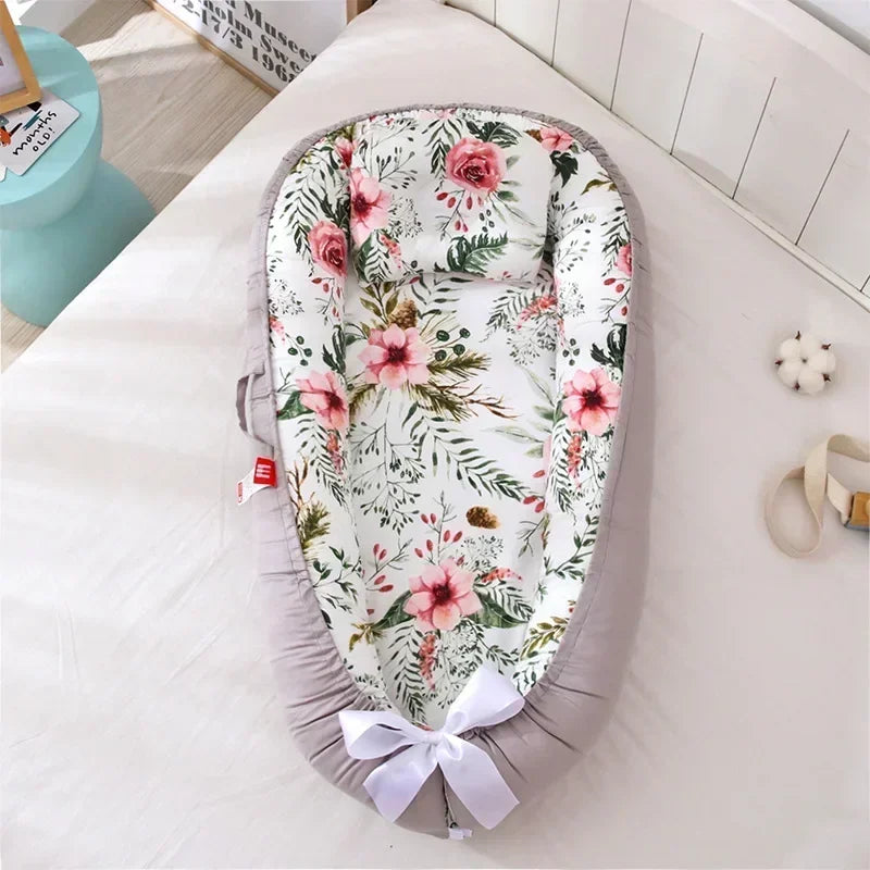 Lit de voyage pour bébé en bas âge, berceau en coton pour nouveau-né, berceau pare-chocs, nouveau lit nid de bébé 85x50cm avec oreiller, berceau Portable