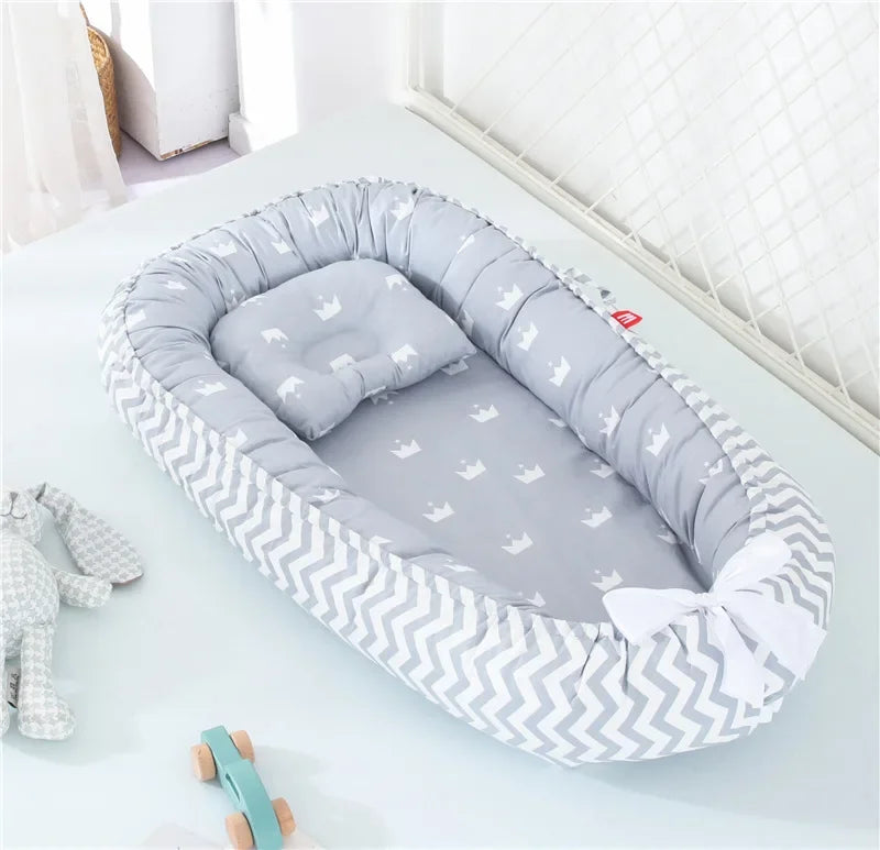 Lit de voyage pour bébé en bas âge, berceau en coton pour nouveau-né, berceau pare-chocs, nouveau lit nid de bébé 85x50cm avec oreiller, berceau Portable