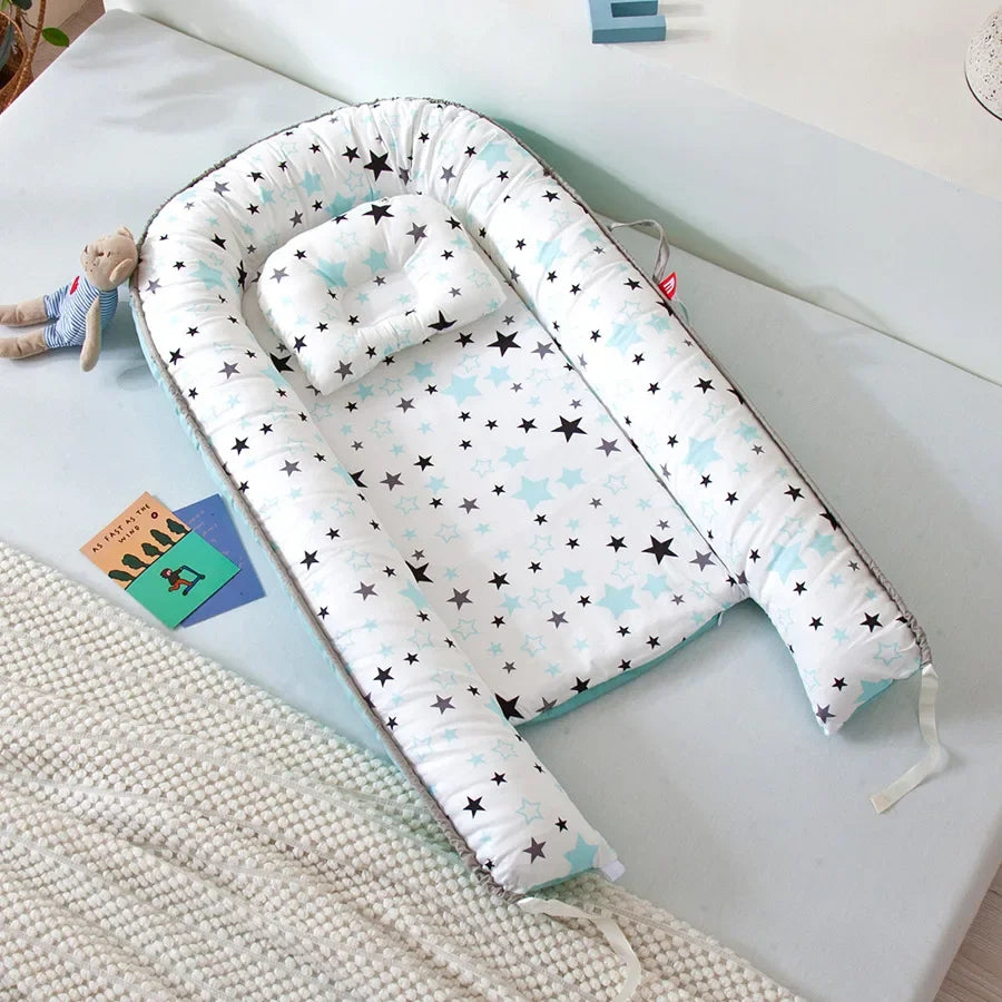 Lit de voyage pour bébé en bas âge, berceau en coton pour nouveau-né, berceau pare-chocs, nouveau lit nid de bébé 85x50cm avec oreiller, berceau Portable