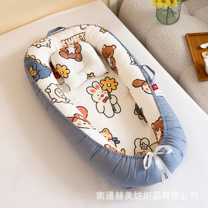 Lit de voyage pour bébé en bas âge, berceau en coton pour nouveau-né, berceau pare-chocs, nouveau lit nid de bébé 85x50cm avec oreiller, berceau Portable