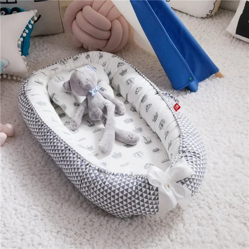 Lit de voyage pour bébé en bas âge, berceau en coton pour nouveau-né, berceau pare-chocs, nouveau lit nid de bébé 85x50cm avec oreiller, berceau Portable