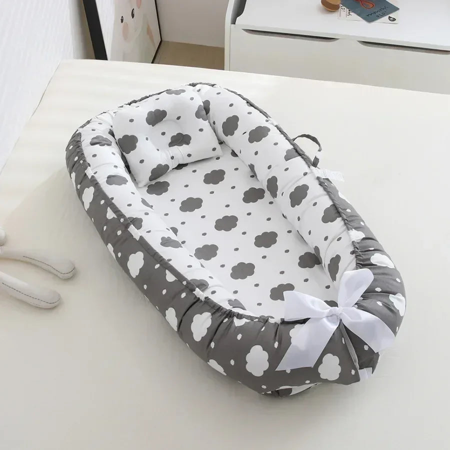Lit de voyage pour bébé en bas âge, berceau en coton pour nouveau-né, berceau pare-chocs, nouveau lit nid de bébé 85x50cm avec oreiller, berceau Portable