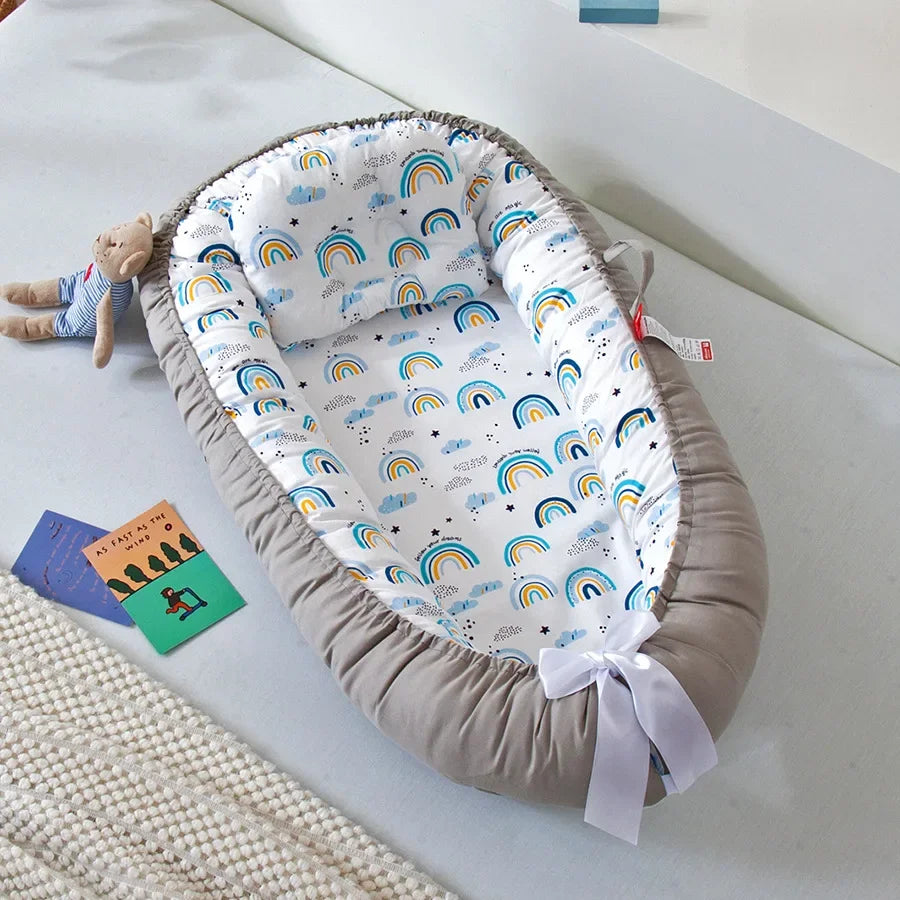 Lit de voyage pour bébé en bas âge, berceau en coton pour nouveau-né, berceau pare-chocs, nouveau lit nid de bébé 85x50cm avec oreiller, berceau Portable
