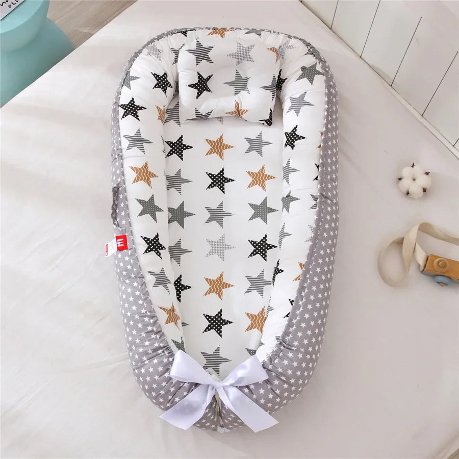 Lit de voyage pour bébé en bas âge, berceau en coton pour nouveau-né, berceau pare-chocs, nouveau lit nid de bébé 85x50cm avec oreiller, berceau Portable