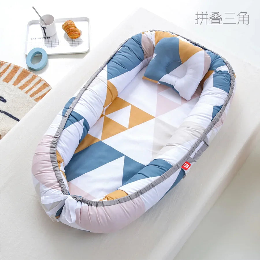 Lit de voyage pour bébé en bas âge, berceau en coton pour nouveau-né, berceau pare-chocs, nouveau lit nid de bébé 85x50cm avec oreiller, berceau Portable