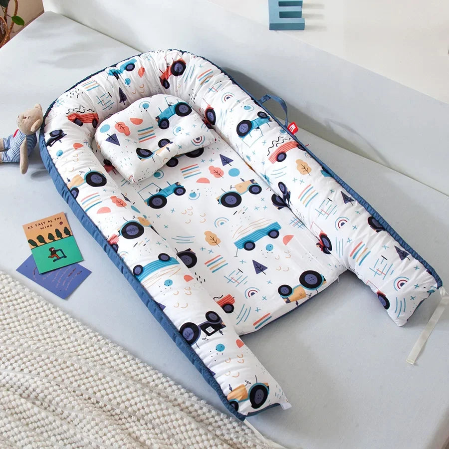 Lit de voyage pour bébé en bas âge, berceau en coton pour nouveau-né, berceau pare-chocs, nouveau lit nid de bébé 85x50cm avec oreiller, berceau Portable