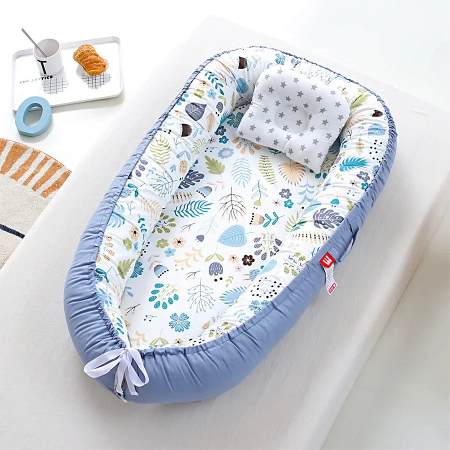 Lit de voyage pour bébé en bas âge, berceau en coton pour nouveau-né, berceau pare-chocs, nouveau lit nid de bébé 85x50cm avec oreiller, berceau Portable