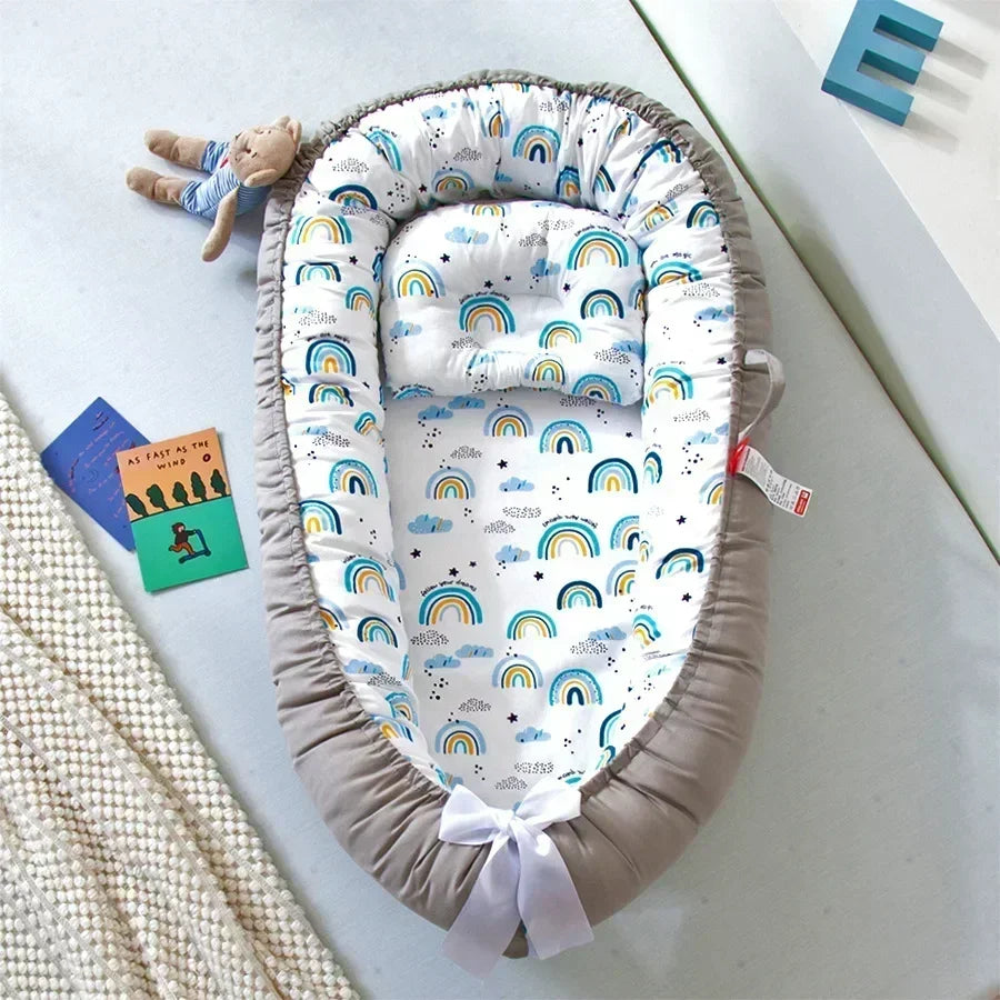Lit de voyage pour bébé en bas âge, berceau en coton pour nouveau-né, berceau pare-chocs, nouveau lit nid de bébé 85x50cm avec oreiller, berceau Portable