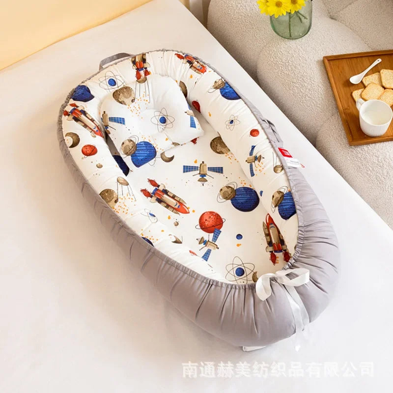 Lit de voyage pour bébé en bas âge, berceau en coton pour nouveau-né, berceau pare-chocs, nouveau lit nid de bébé 85x50cm avec oreiller, berceau Portable