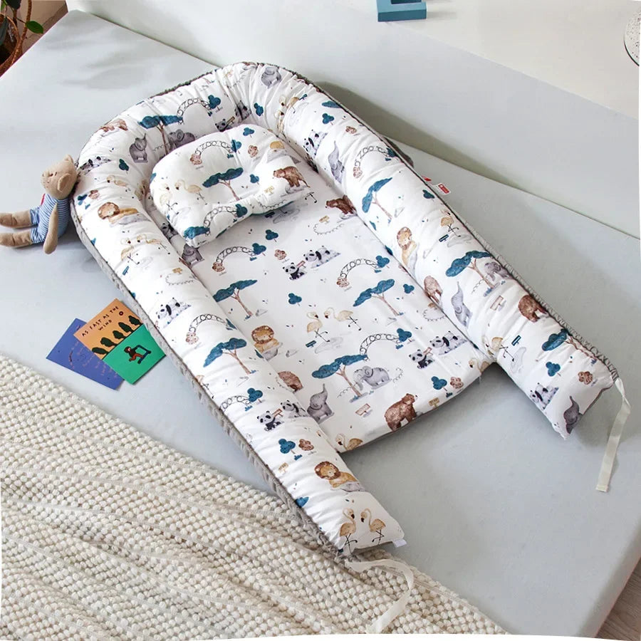 Lit de voyage pour bébé en bas âge, berceau en coton pour nouveau-né, berceau pare-chocs, nouveau lit nid de bébé 85x50cm avec oreiller, berceau Portable
