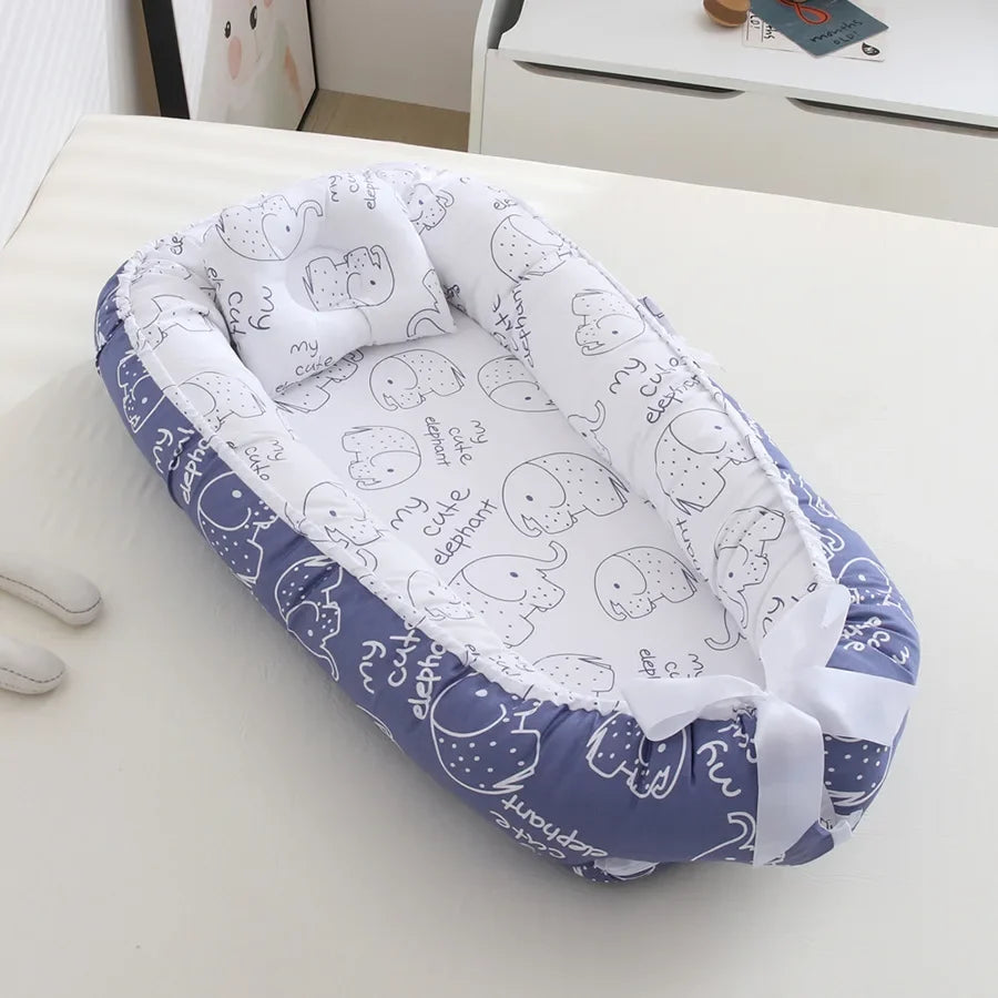 Lit de voyage pour bébé en bas âge, berceau en coton pour nouveau-né, berceau pare-chocs, nouveau lit nid de bébé 85x50cm avec oreiller, berceau Portable