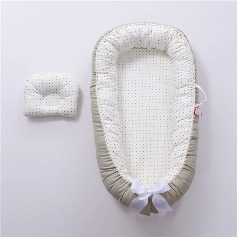 Lit de voyage pour bébé en bas âge, berceau en coton pour nouveau-né, berceau pare-chocs, nouveau lit nid de bébé 85x50cm avec oreiller, berceau Portable