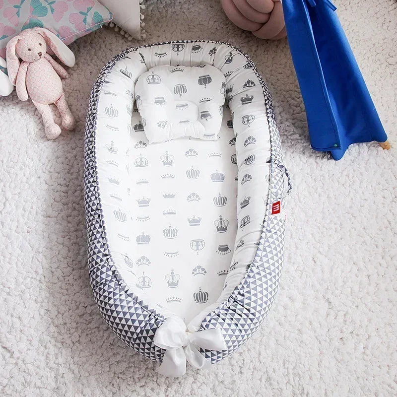 Lit de voyage pour bébé en bas âge, berceau en coton pour nouveau-né, berceau pare-chocs, nouveau lit nid de bébé 85x50cm avec oreiller, berceau Portable