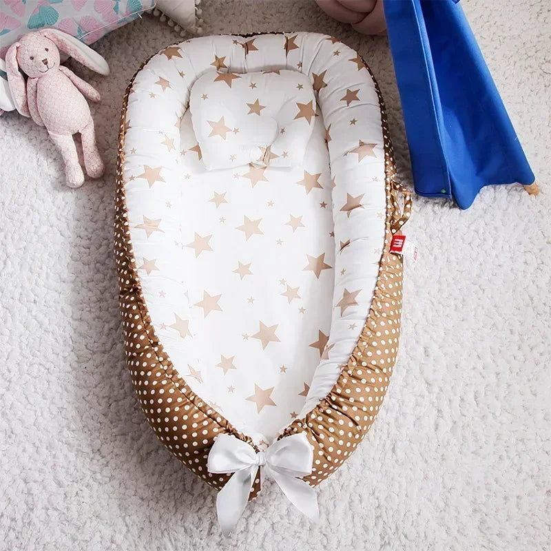 Lit de voyage pour bébé en bas âge, berceau en coton pour nouveau-né, berceau pare-chocs, nouveau lit nid de bébé 85x50cm avec oreiller, berceau Portable
