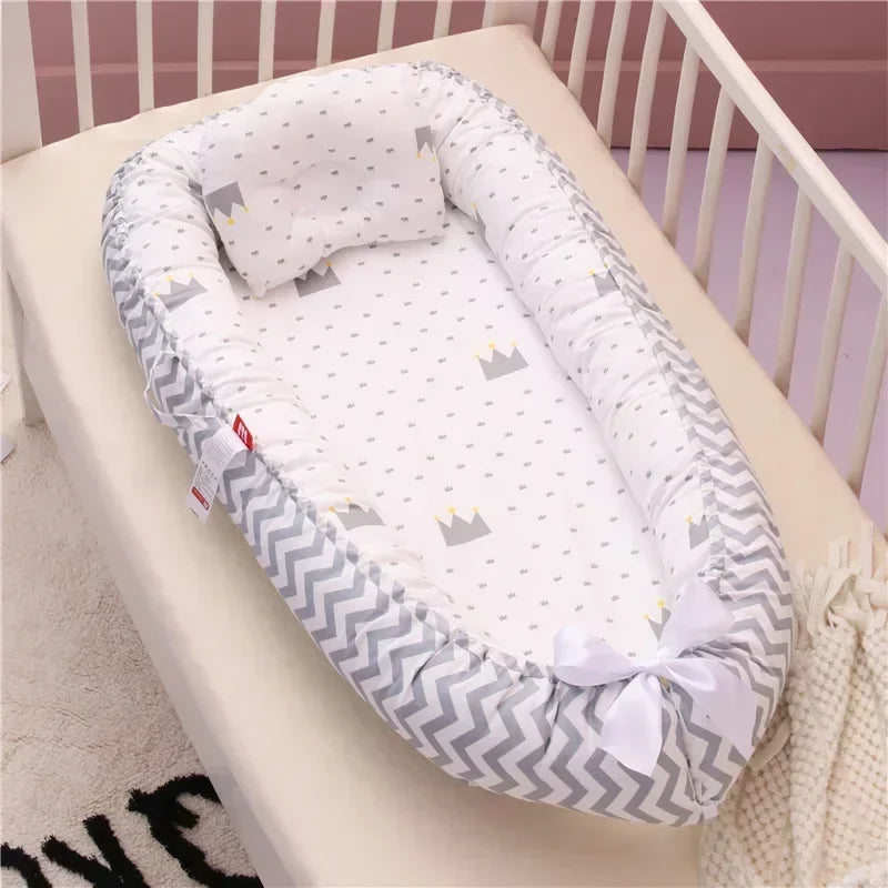 Lit de voyage pour bébé en bas âge, berceau en coton pour nouveau-né, berceau pare-chocs, nouveau lit nid de bébé 85x50cm avec oreiller, berceau Portable