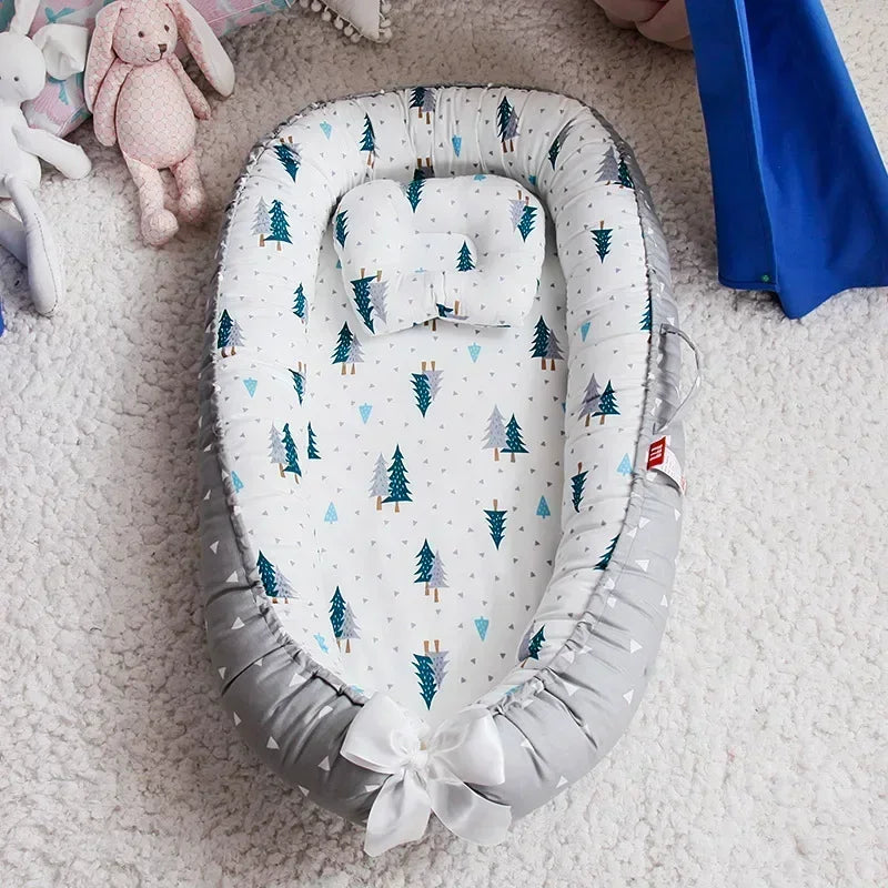 Lit de voyage pour bébé en bas âge, berceau en coton pour nouveau-né, berceau pare-chocs, nouveau lit nid de bébé 85x50cm avec oreiller, berceau Portable
