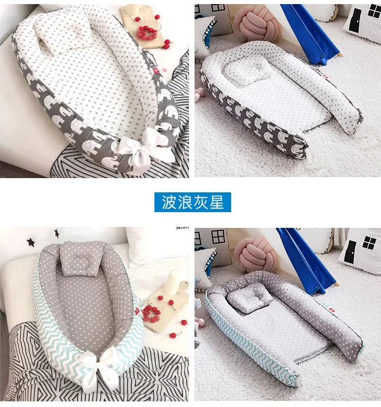 Lit de voyage pour bébé en bas âge, berceau en coton pour nouveau-né, berceau pare-chocs, nouveau lit nid de bébé 85x50cm avec oreiller, berceau Portable