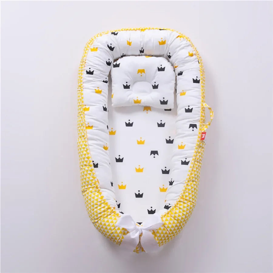 Lit de voyage pour bébé en bas âge, berceau en coton pour nouveau-né, berceau pare-chocs, nouveau lit nid de bébé 85x50cm avec oreiller, berceau Portable