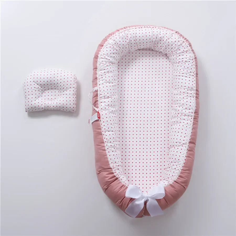 Lit de voyage pour bébé en bas âge, berceau en coton pour nouveau-né, berceau pare-chocs, nouveau lit nid de bébé 85x50cm avec oreiller, berceau Portable