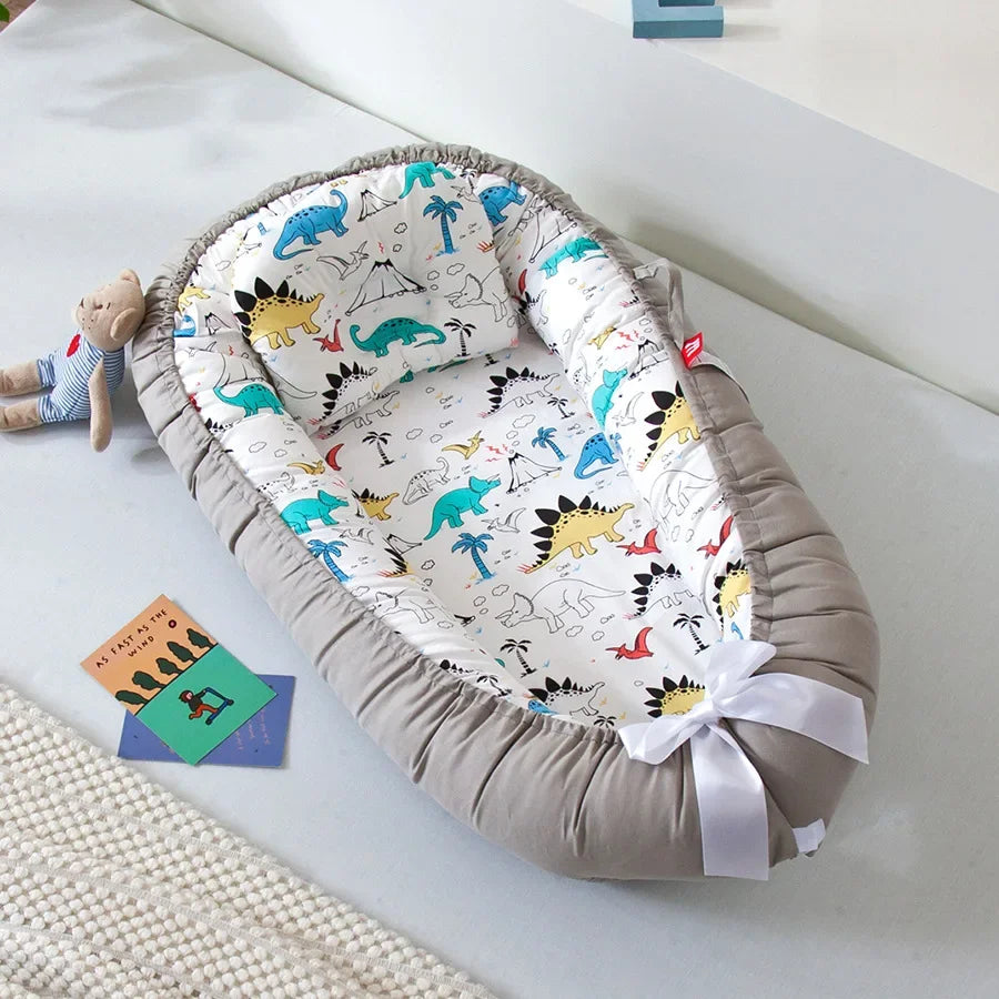 Lit de voyage pour bébé en bas âge, berceau en coton pour nouveau-né, berceau pare-chocs, nouveau lit nid de bébé 85x50cm avec oreiller, berceau Portable