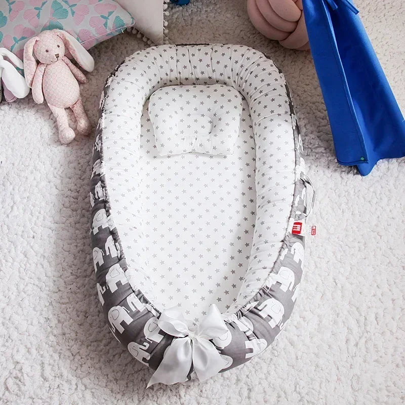 Lit de voyage pour bébé en bas âge, berceau en coton pour nouveau-né, berceau pare-chocs, nouveau lit nid de bébé 85x50cm avec oreiller, berceau Portable