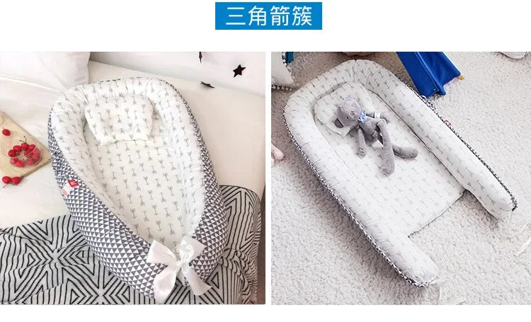 Lit de voyage pour bébé en bas âge, berceau en coton pour nouveau-né, berceau pare-chocs, nouveau lit nid de bébé 85x50cm avec oreiller, berceau Portable