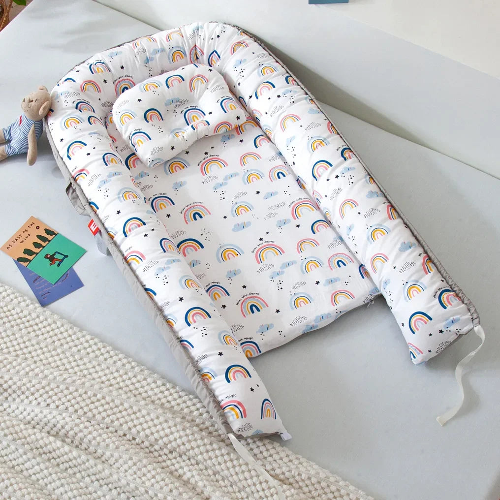 Lit de voyage pour bébé en bas âge, berceau en coton pour nouveau-né, berceau pare-chocs, nouveau lit nid de bébé 85x50cm avec oreiller, berceau Portable