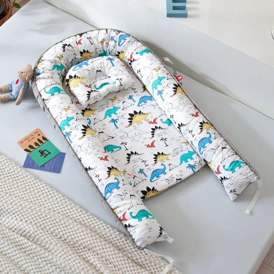 Lit de voyage pour bébé en bas âge, berceau en coton pour nouveau-né, berceau pare-chocs, nouveau lit nid de bébé 85x50cm avec oreiller, berceau Portable