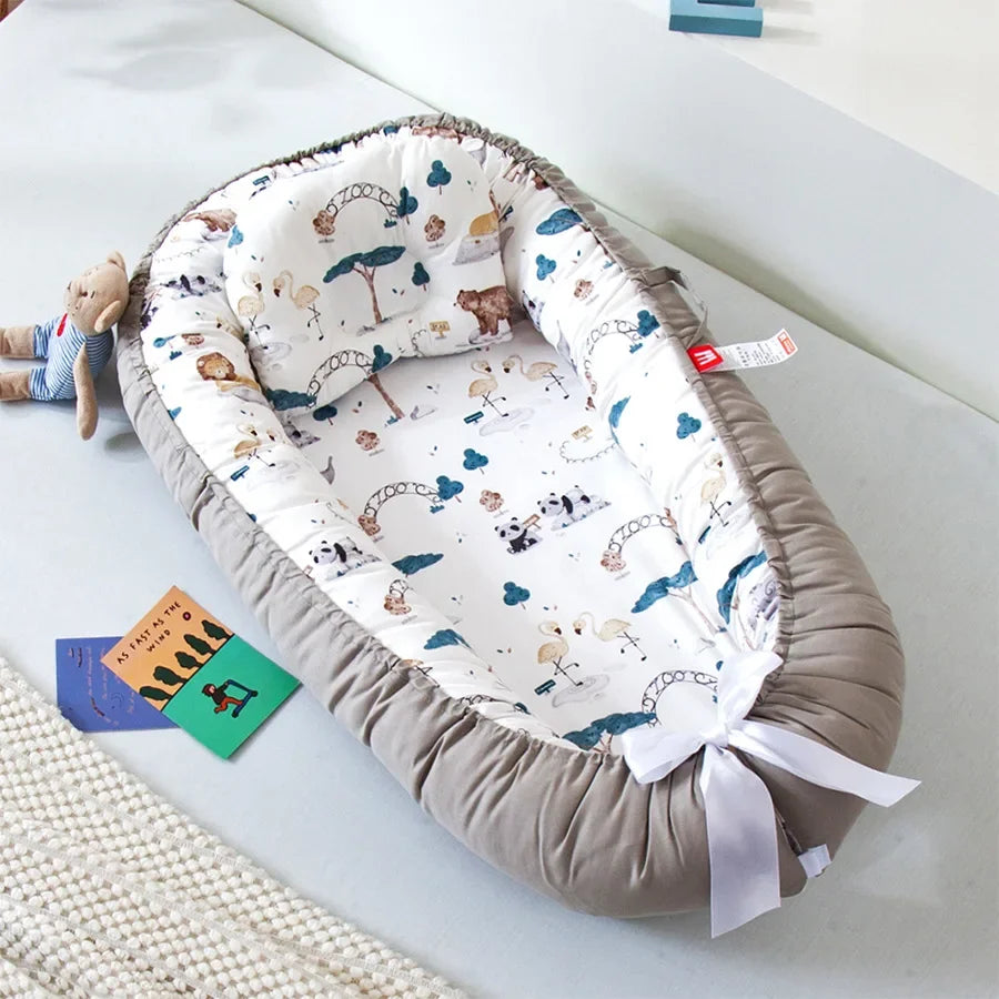 Lit de voyage pour bébé en bas âge, berceau en coton pour nouveau-né, berceau pare-chocs, nouveau lit nid de bébé 85x50cm avec oreiller, berceau Portable