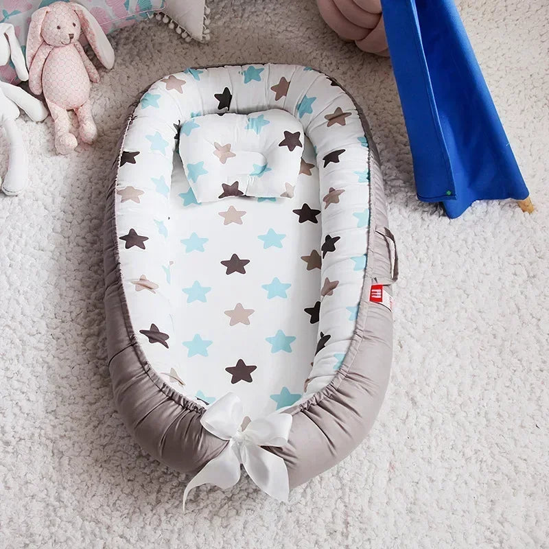 Lit de voyage pour bébé en bas âge, berceau en coton pour nouveau-né, berceau pare-chocs, nouveau lit nid de bébé 85x50cm avec oreiller, berceau Portable