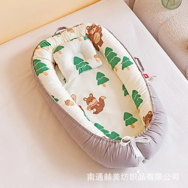 Lit de voyage pour bébé en bas âge, berceau en coton pour nouveau-né, berceau pare-chocs, nouveau lit nid de bébé 85x50cm avec oreiller, berceau Portable