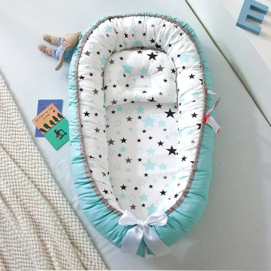 Lit de voyage pour bébé en bas âge, berceau en coton pour nouveau-né, berceau pare-chocs, nouveau lit nid de bébé 85x50cm avec oreiller, berceau Portable