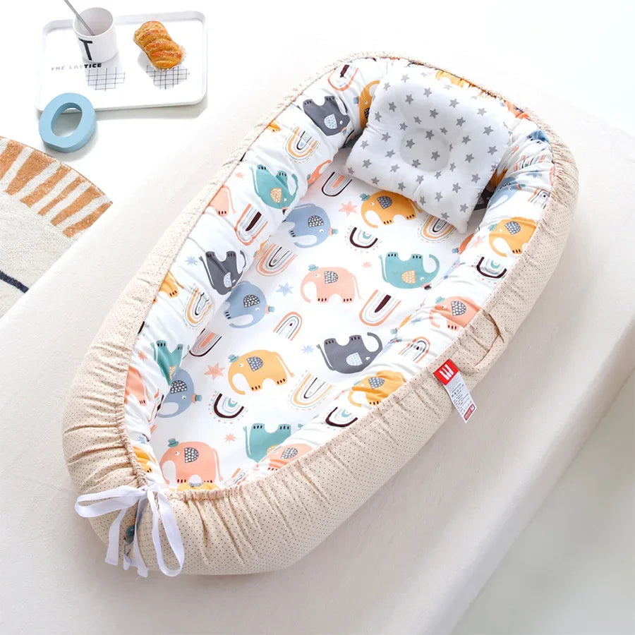 Lit de voyage pour bébé en bas âge, berceau en coton pour nouveau-né, berceau pare-chocs, nouveau lit nid de bébé 85x50cm avec oreiller, berceau Portable