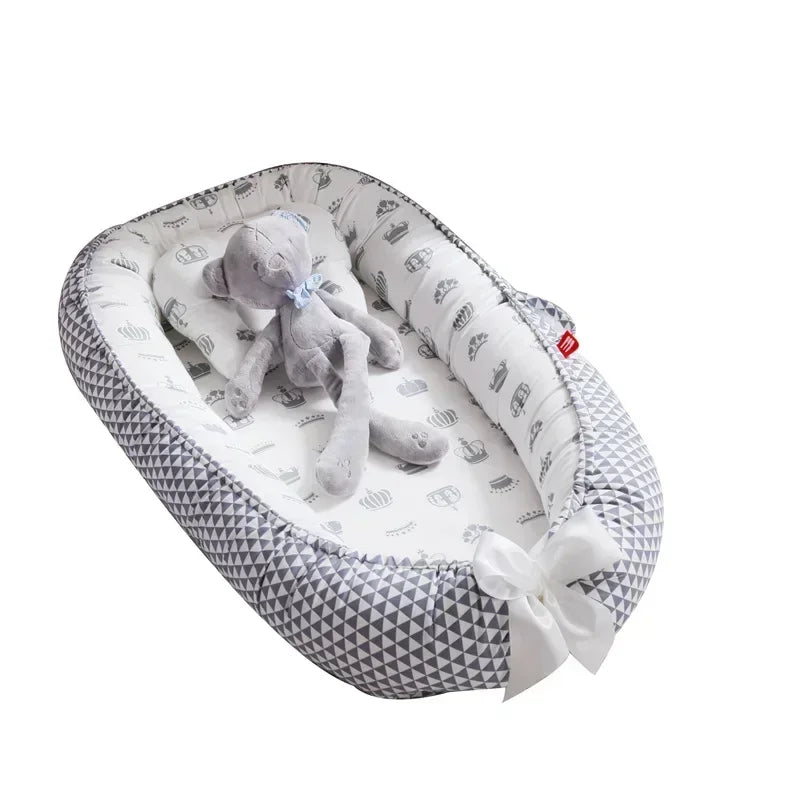 Lit de voyage pour bébé en bas âge, berceau en coton pour nouveau-né, berceau pare-chocs, nouveau lit nid de bébé 85x50cm avec oreiller, berceau Portable