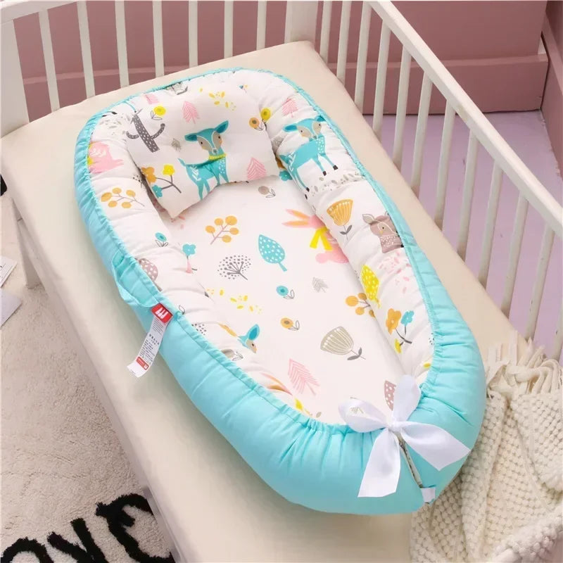 Lit de voyage pour bébé en bas âge, berceau en coton pour nouveau-né, berceau pare-chocs, nouveau lit nid de bébé 85x50cm avec oreiller, berceau Portable