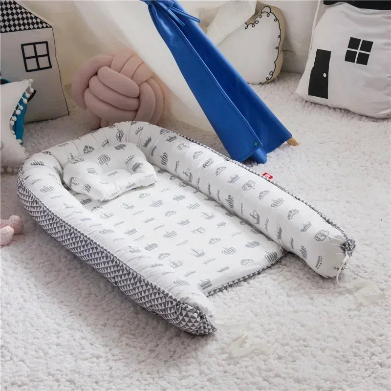 Lit de voyage pour bébé en bas âge, berceau en coton pour nouveau-né, berceau pare-chocs, nouveau lit nid de bébé 85x50cm avec oreiller, berceau Portable