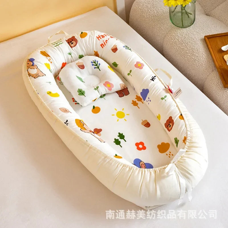 Lit de voyage pour bébé en bas âge, berceau en coton pour nouveau-né, berceau pare-chocs, nouveau lit nid de bébé 85x50cm avec oreiller, berceau Portable