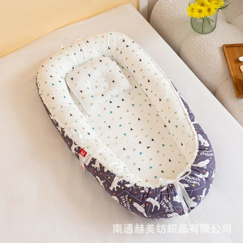 Lit de voyage pour bébé en bas âge, berceau en coton pour nouveau-né, berceau pare-chocs, nouveau lit nid de bébé 85x50cm avec oreiller, berceau Portable