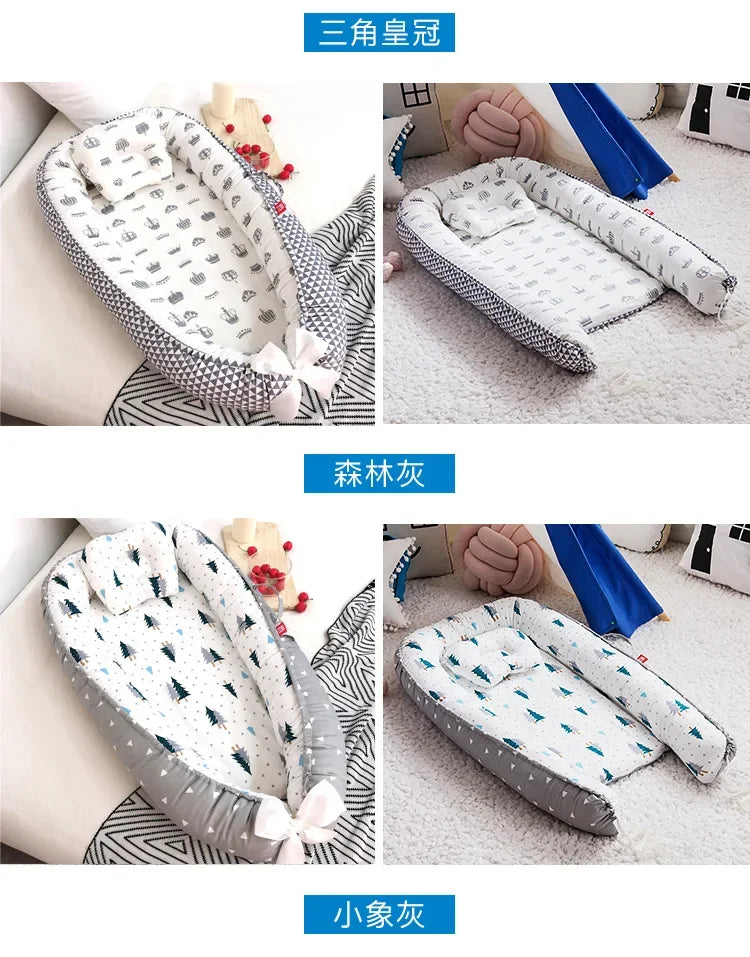 Lit de voyage pour bébé en bas âge, berceau en coton pour nouveau-né, berceau pare-chocs, nouveau lit nid de bébé 85x50cm avec oreiller, berceau Portable