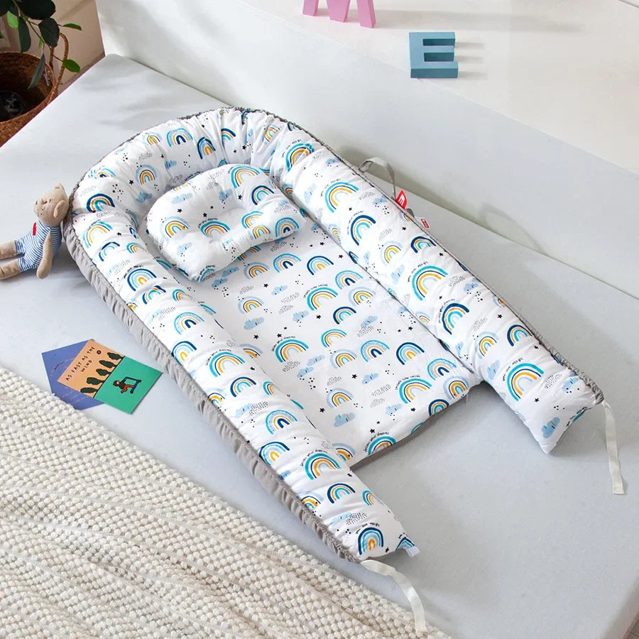 Lit de voyage pour bébé en bas âge, berceau en coton pour nouveau-né, berceau pare-chocs, nouveau lit nid de bébé 85x50cm avec oreiller, berceau Portable