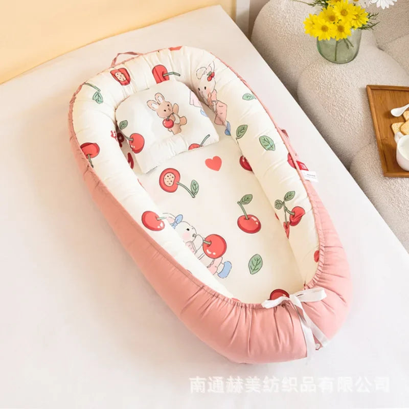 Lit de voyage pour bébé en bas âge, berceau en coton pour nouveau-né, berceau pare-chocs, nouveau lit nid de bébé 85x50cm avec oreiller, berceau Portable