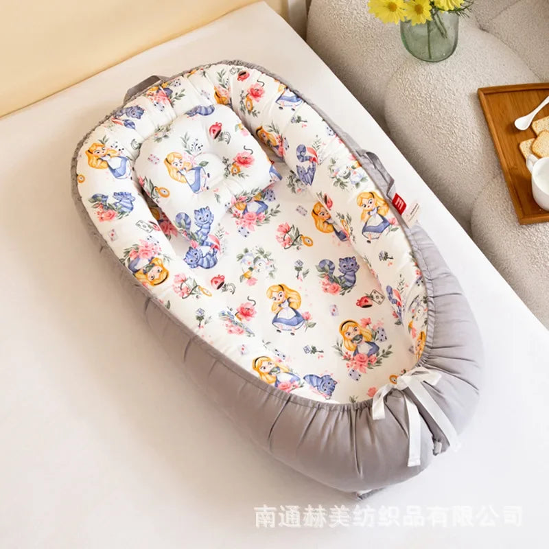 Lit de voyage pour bébé en bas âge, berceau en coton pour nouveau-né, berceau pare-chocs, nouveau lit nid de bébé 85x50cm avec oreiller, berceau Portable