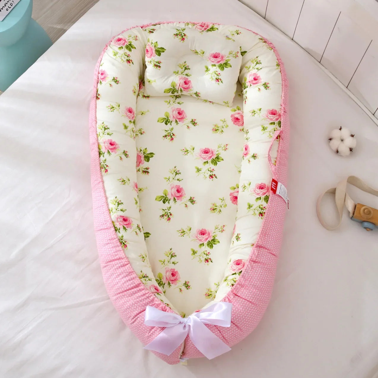 Lit de voyage pour bébé en bas âge, berceau en coton pour nouveau-né, berceau pare-chocs, nouveau lit nid de bébé 85x50cm avec oreiller, berceau Portable