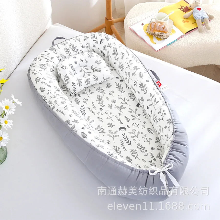 Lit de voyage pour bébé en bas âge, berceau en coton pour nouveau-né, berceau pare-chocs, nouveau lit nid de bébé 85x50cm avec oreiller, berceau Portable