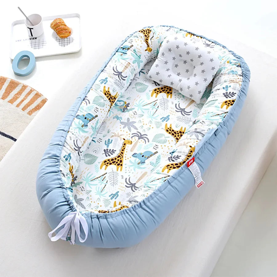 Lit de voyage pour bébé en bas âge, berceau en coton pour nouveau-né, berceau pare-chocs, nouveau lit nid de bébé 85x50cm avec oreiller, berceau Portable