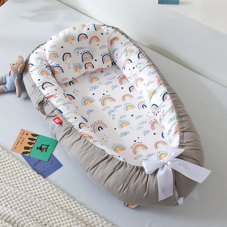 Lit de voyage pour bébé en bas âge, berceau en coton pour nouveau-né, berceau pare-chocs, nouveau lit nid de bébé 85x50cm avec oreiller, berceau Portable